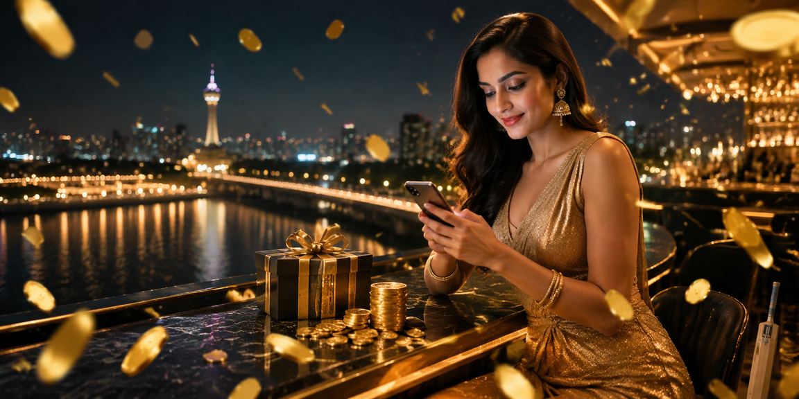 VIP member using mobile cricket betting app near riverfront in Ahmedabad