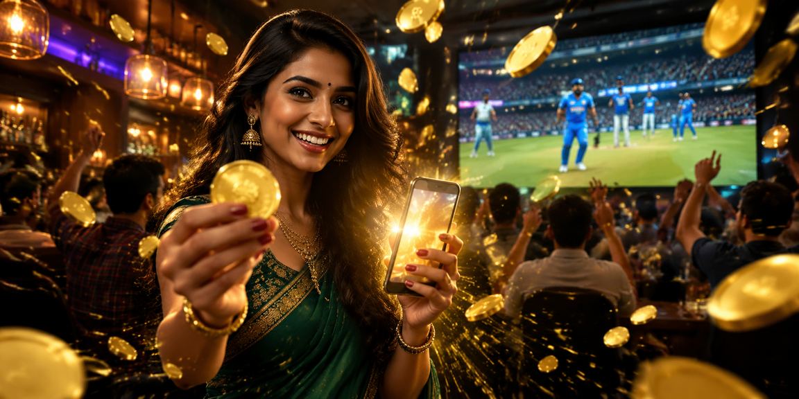 Indian woman playing cricket betting app