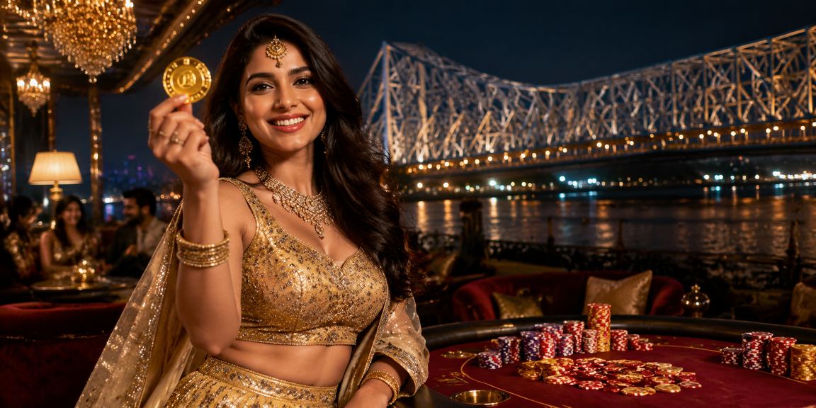 Indian woman in Lehenga using mobile payment in Kolkata